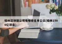 榆林区块链公司有哪些名单公示[榆林1500亿项目]